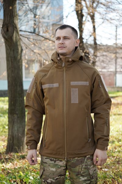 Куртка Windproof Softshell вітрозахисна (койот), водостійка, фліс 320 г/м&sup2; 7294-3-XS фото