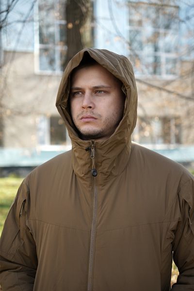 Зимовий мікропуховик у кольорі койот BR YWH з вологостійкою тканиною та знімним капюшоном 7291-1-3XL фото