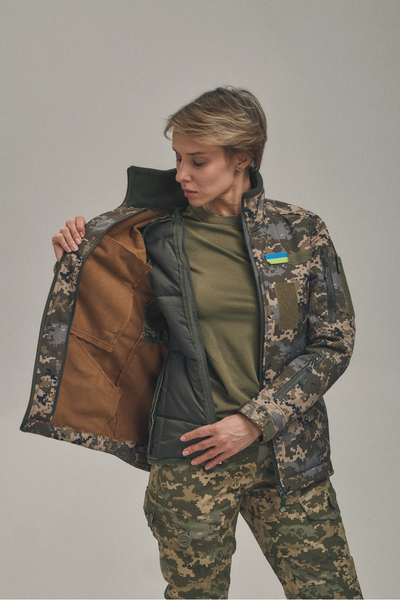 Зимова утеплена жіноча FS куртка-трансформер Soft Shell 2в1, піксель АРТ.0821-7-XL фото